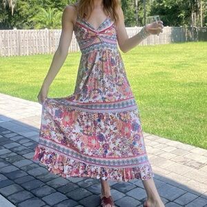 Angie Pink Multi Floral Maxi Dress